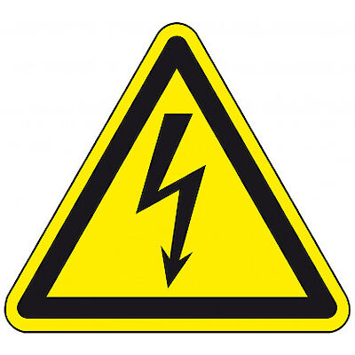 Waarschuwingssticker elektrische spanning, ISO 7010, W012 100 mm